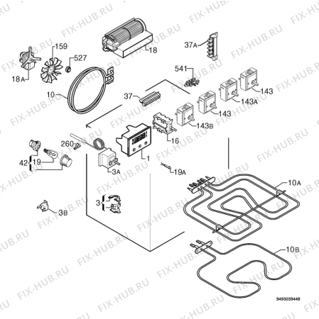 Взрыв-схема плиты (духовки) Privileg 818889_60878 - Схема узла Electrical equipment 268